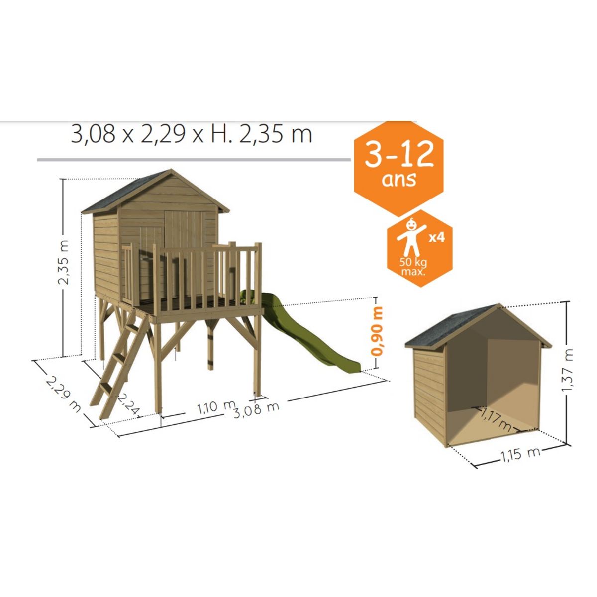 Soulet Maisonnette bois avec pilotis et toboggan CHARLOTTE