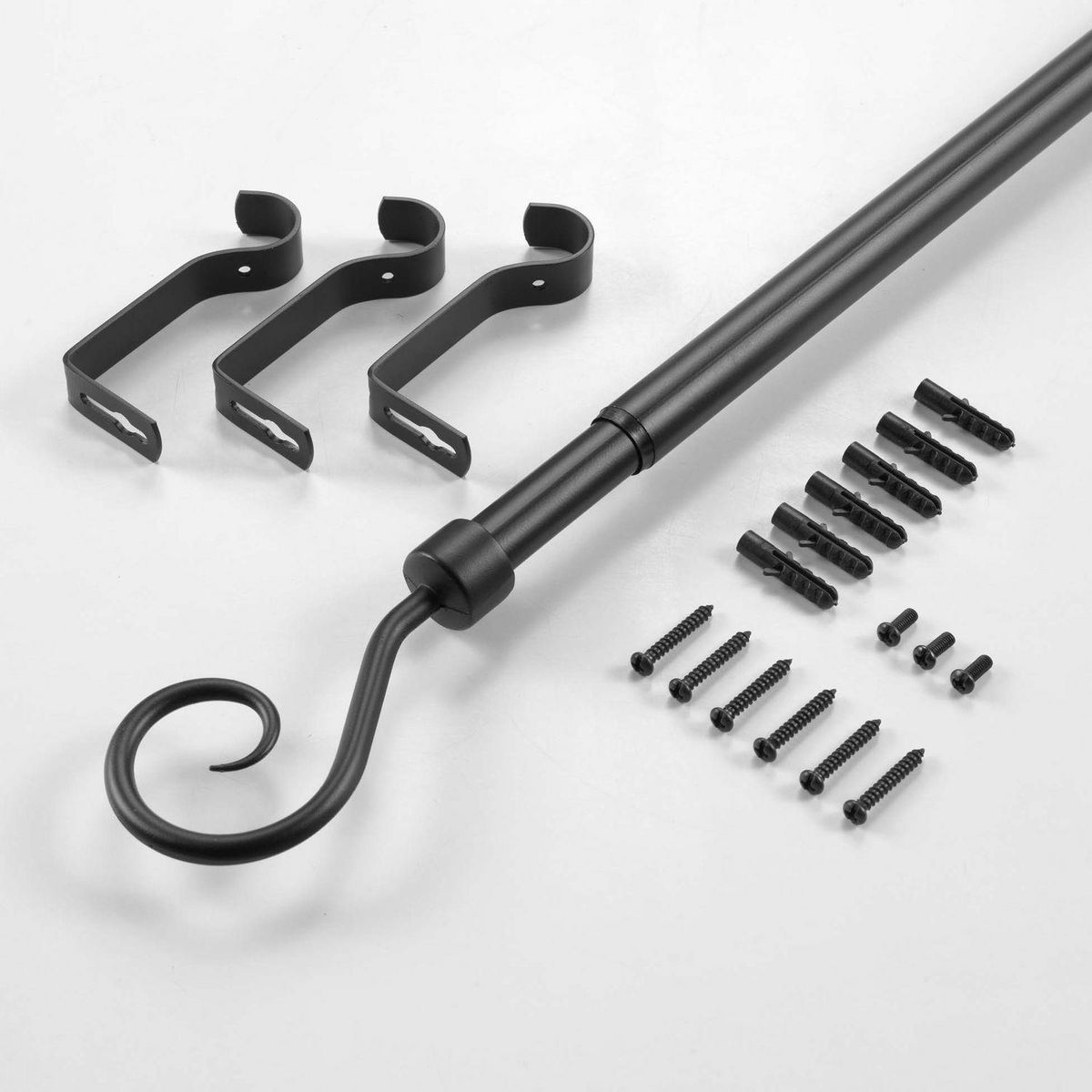 Douceur d'Intérieur Kit de tringle à rideaux extensible ARABESQUE - L. 210 à 380 cm - Noir