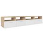 Voir la diapositive 2 : VIDAXL Meubles TV 2 pcs Bois d'ingenierie 95x35x36 cm Chene et blanc