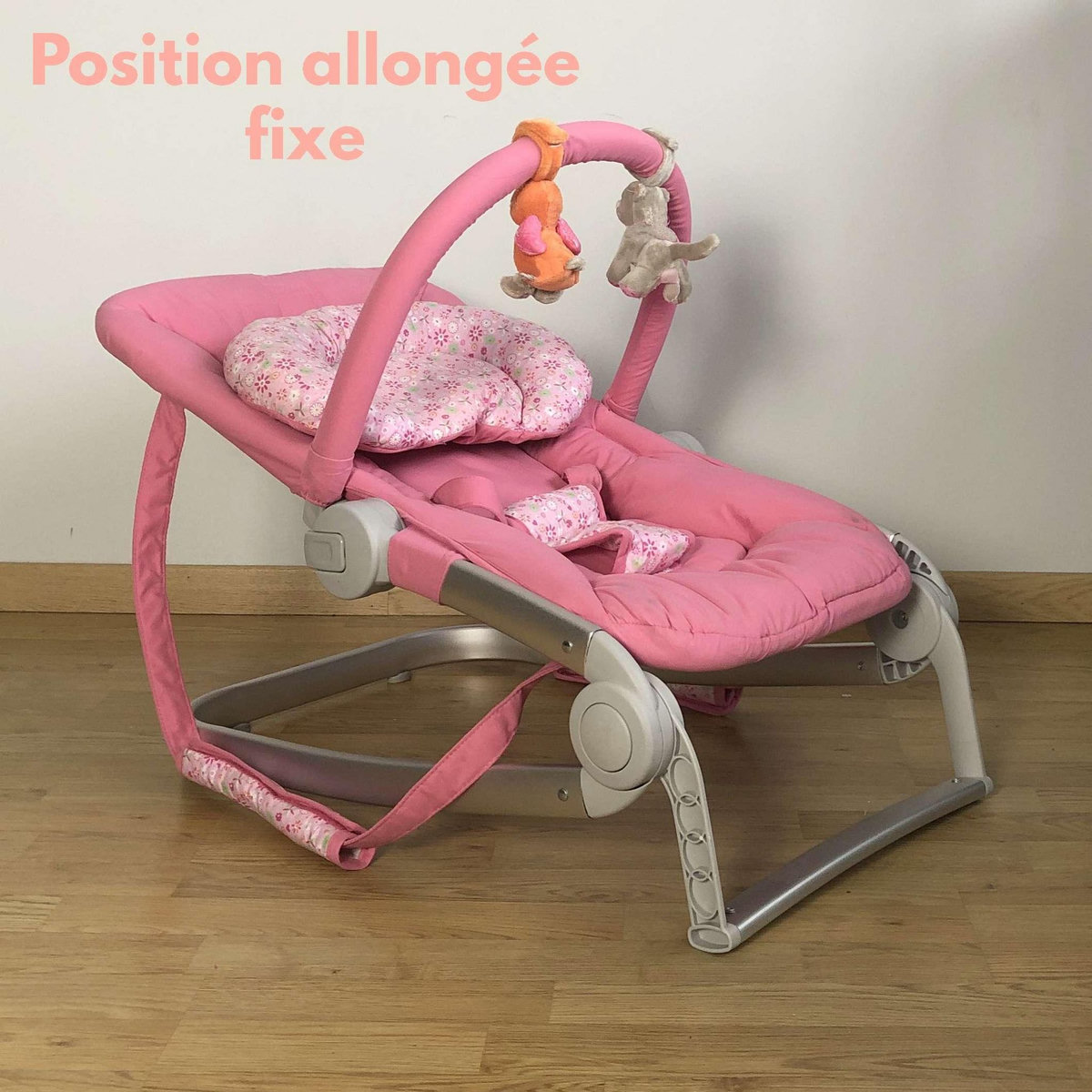 BAMBISOL Bambisol Transat Balancelle Bébé Luxe | Velours, Cale-Tête Réglable | Full Rose
