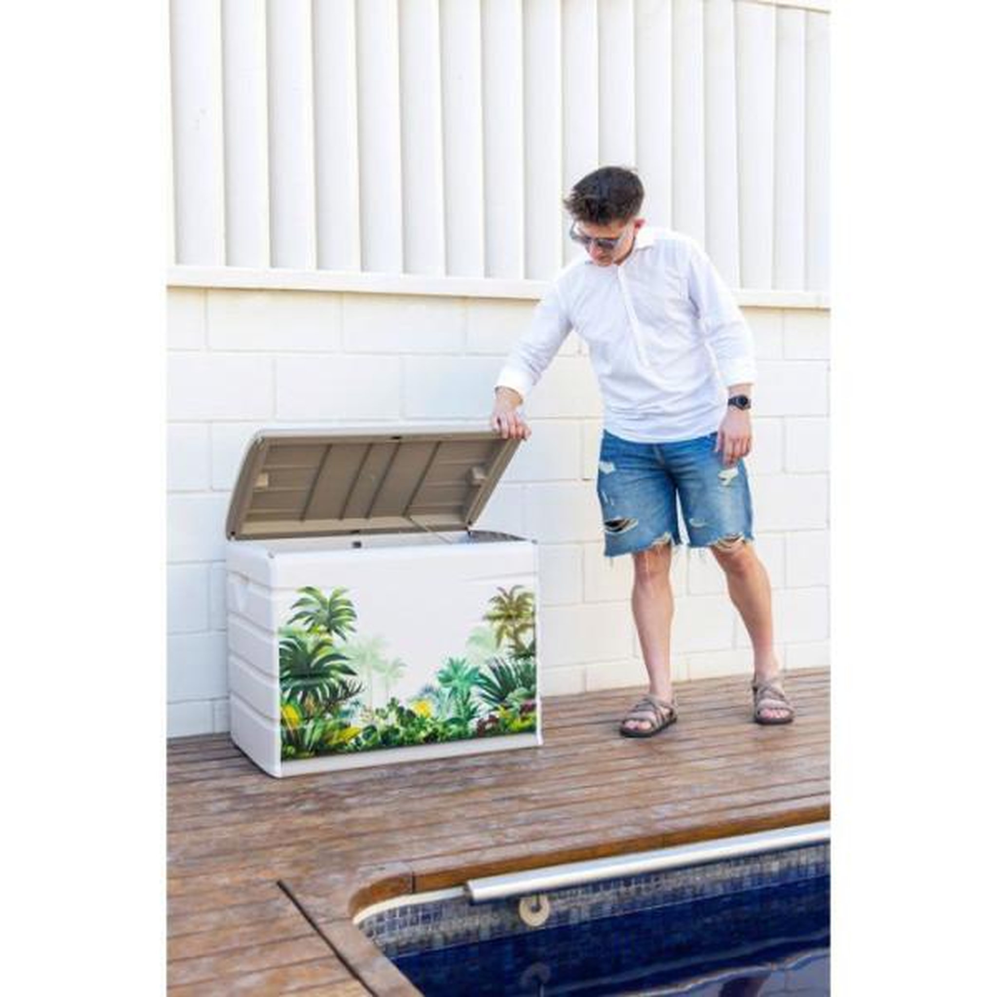 Voir la diapositive 4 : PLASTIKEN Coffre de rangement - plastiken - 260 l - 80 x 61 x 53 cm - tropical