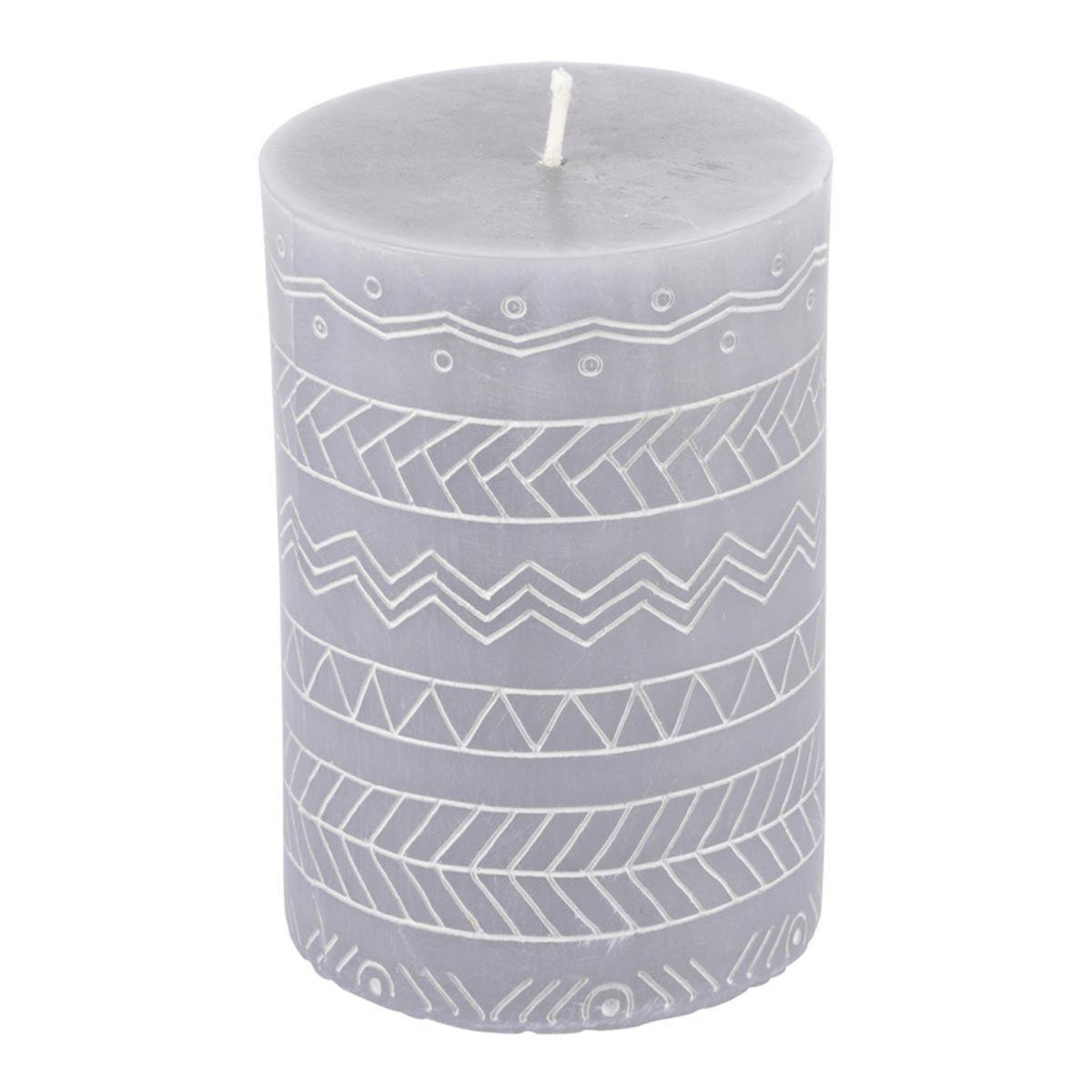 Douceur d'Intérieur Bougie pilier embossée  graphic ethnic  10cm gris clair