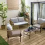 SWEEEK Salon de jardin résine effet corde. 4 places. structure acier. 1 canapé. 2 fauteuil et 1 table basse