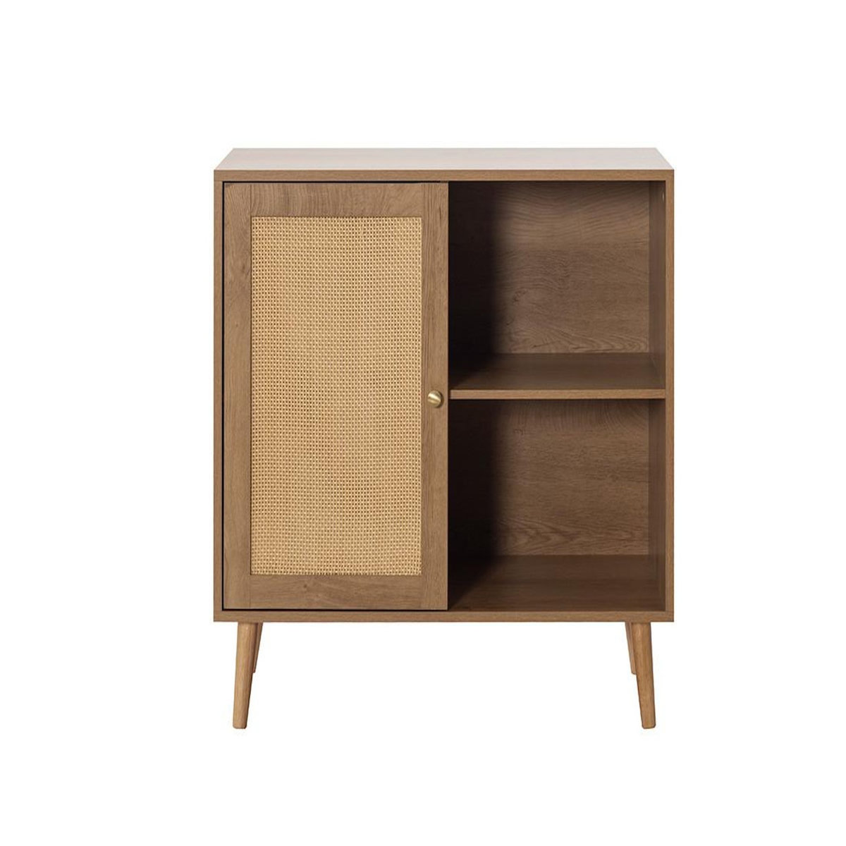 BEST MOBILIER Goto - buffet haut - effet bois et cannage - 2 niches et 1 porte - 80 cm