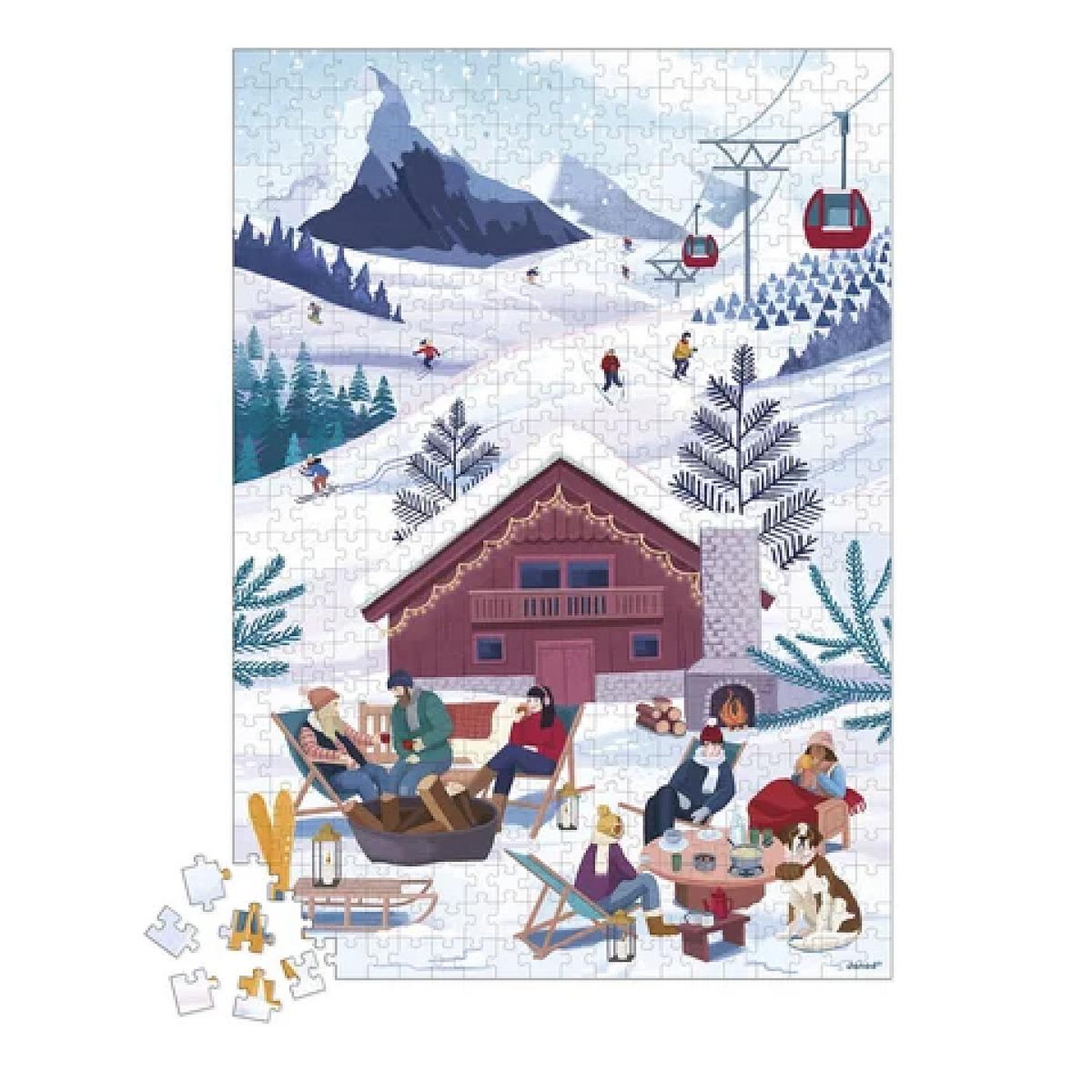 Voir la diapositive 2 : JANOD Puzzle - hiver a la montagne - 500 pieces