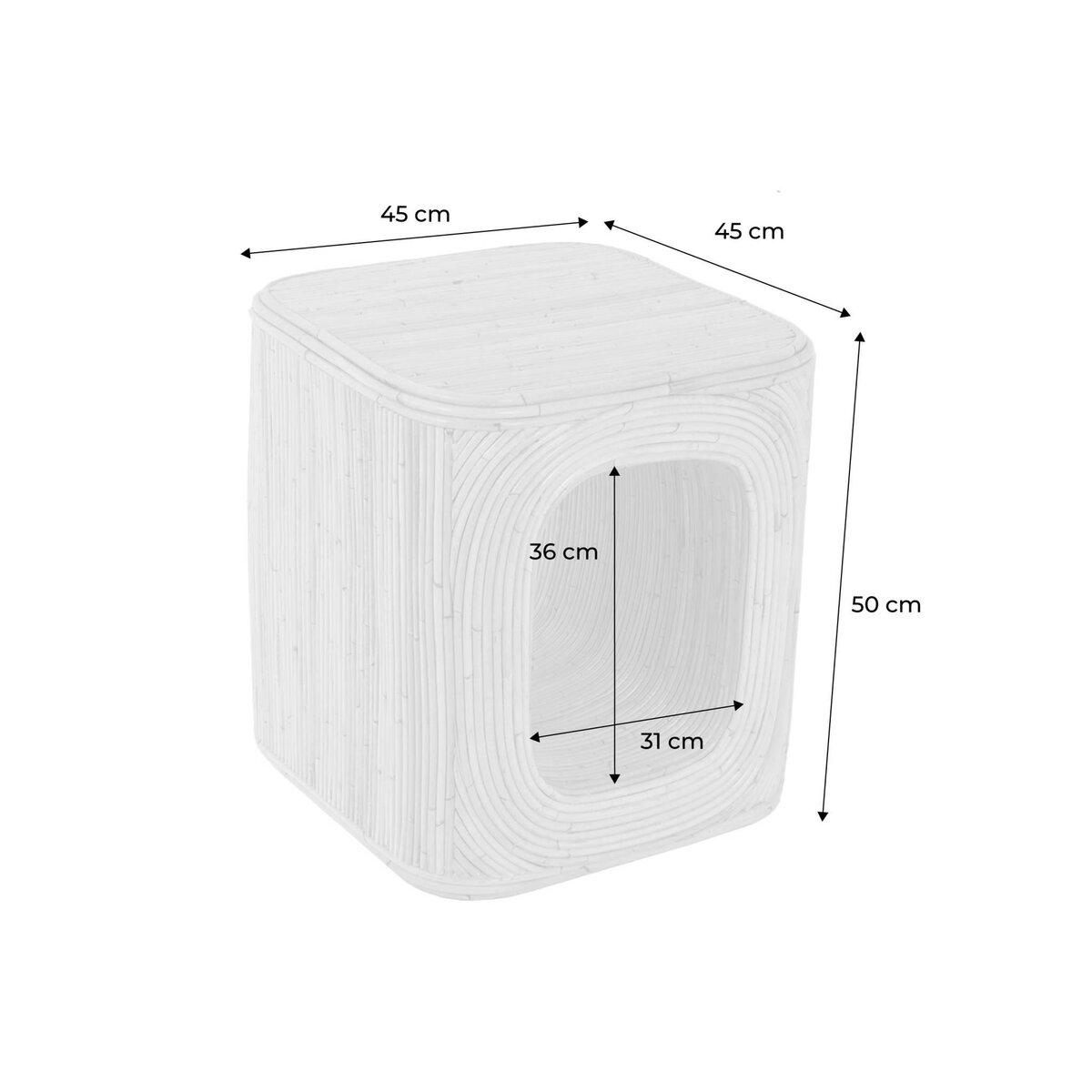 SWEEEK Lot de 2 bouts de canapé. tables d'appoint. tables de chevet avec niches. en rotin naturel. cubique et coins arrondis. L 45 x P 45 x H 50cm