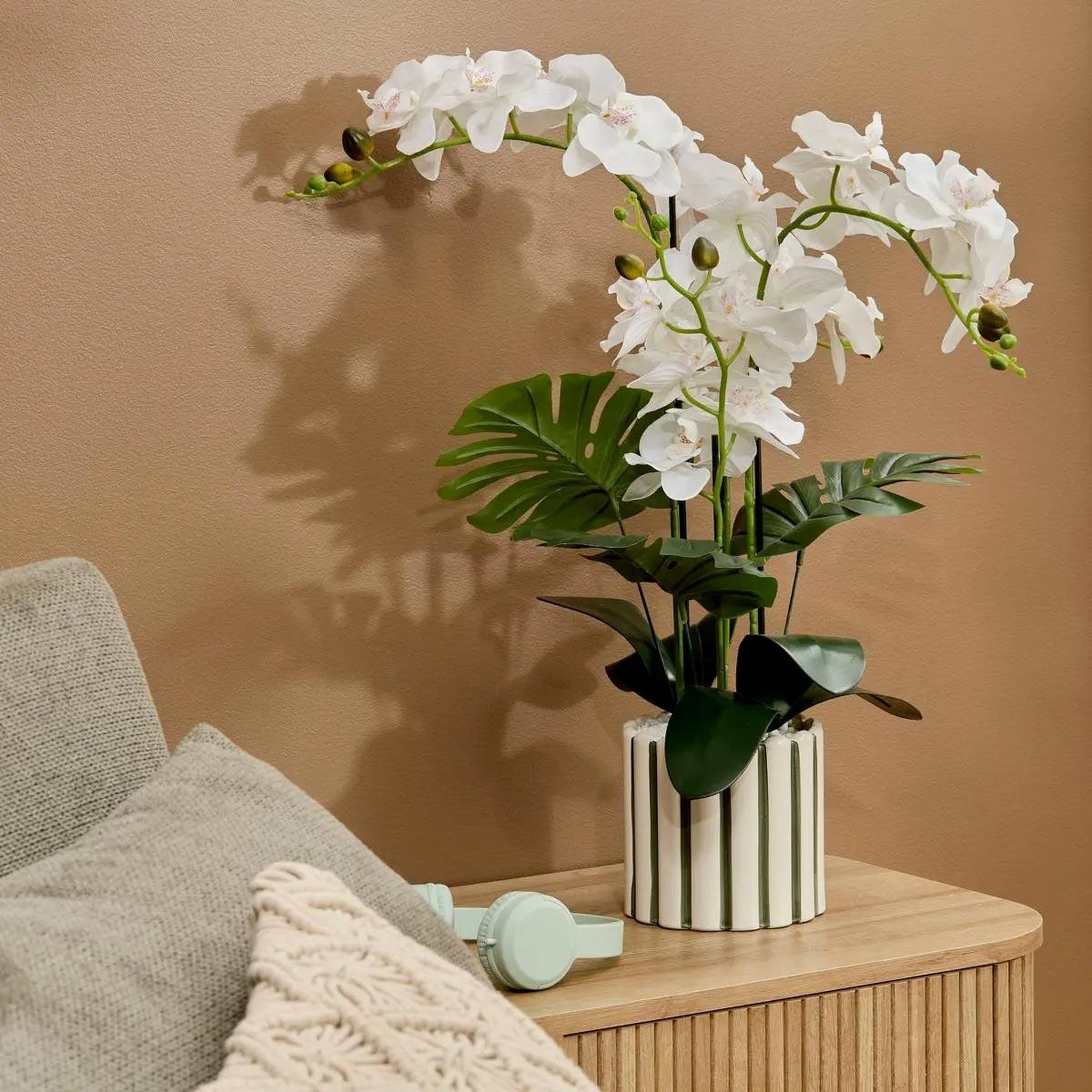 Voir la diapositive 2 : ATMOSPHERA Orchidée artificielle en pot  asia  81cm vert
