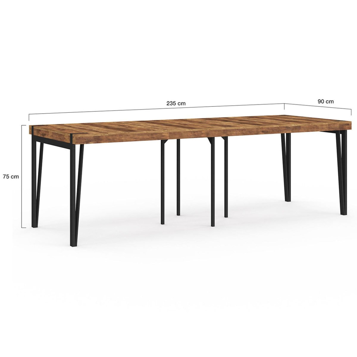 ID MARKET Table console extensible AUSTRIA 10 personnes 235 cm design industriel
