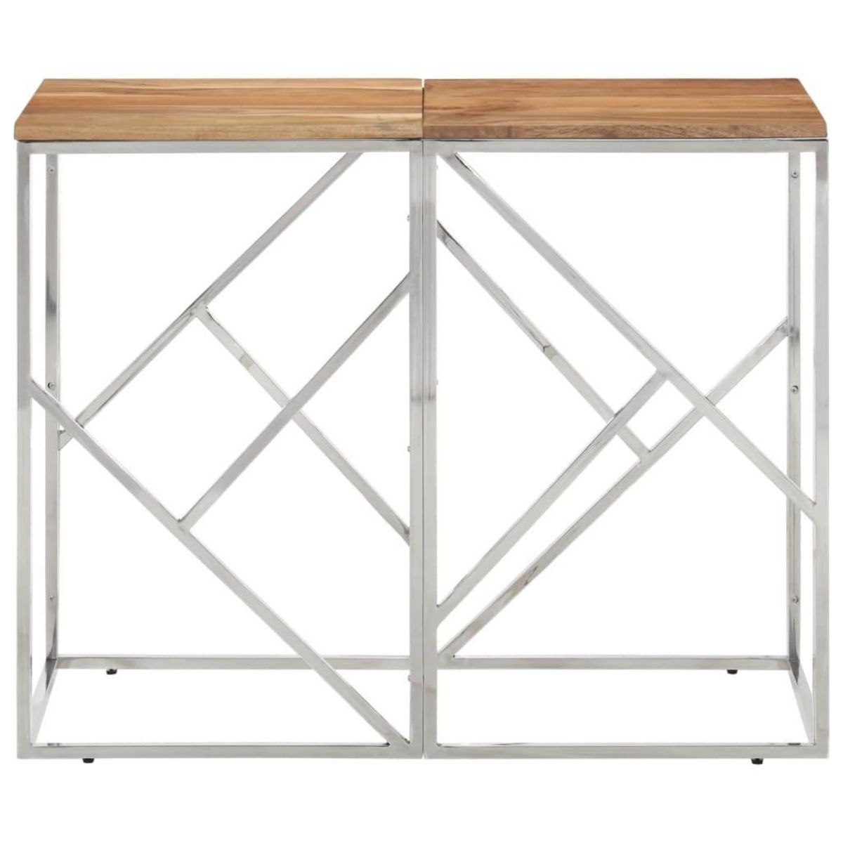VIDAXL Table console argente acier inoxydable et bois massif d'acacia