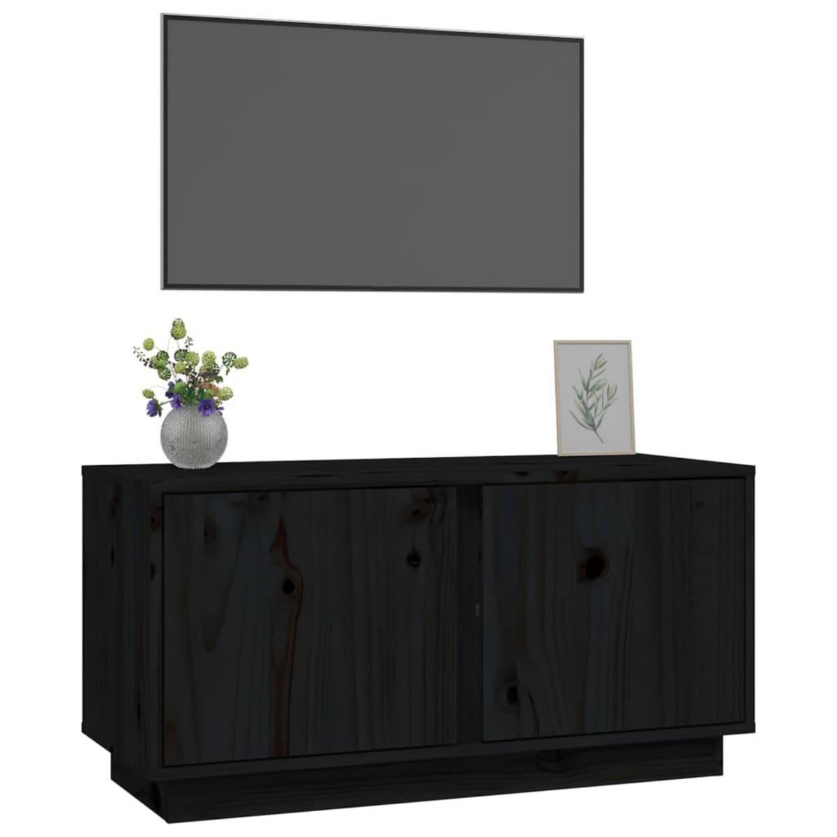 VIDAXL Meuble TV Noir 80x35x40,5 cm Bois de pin massif