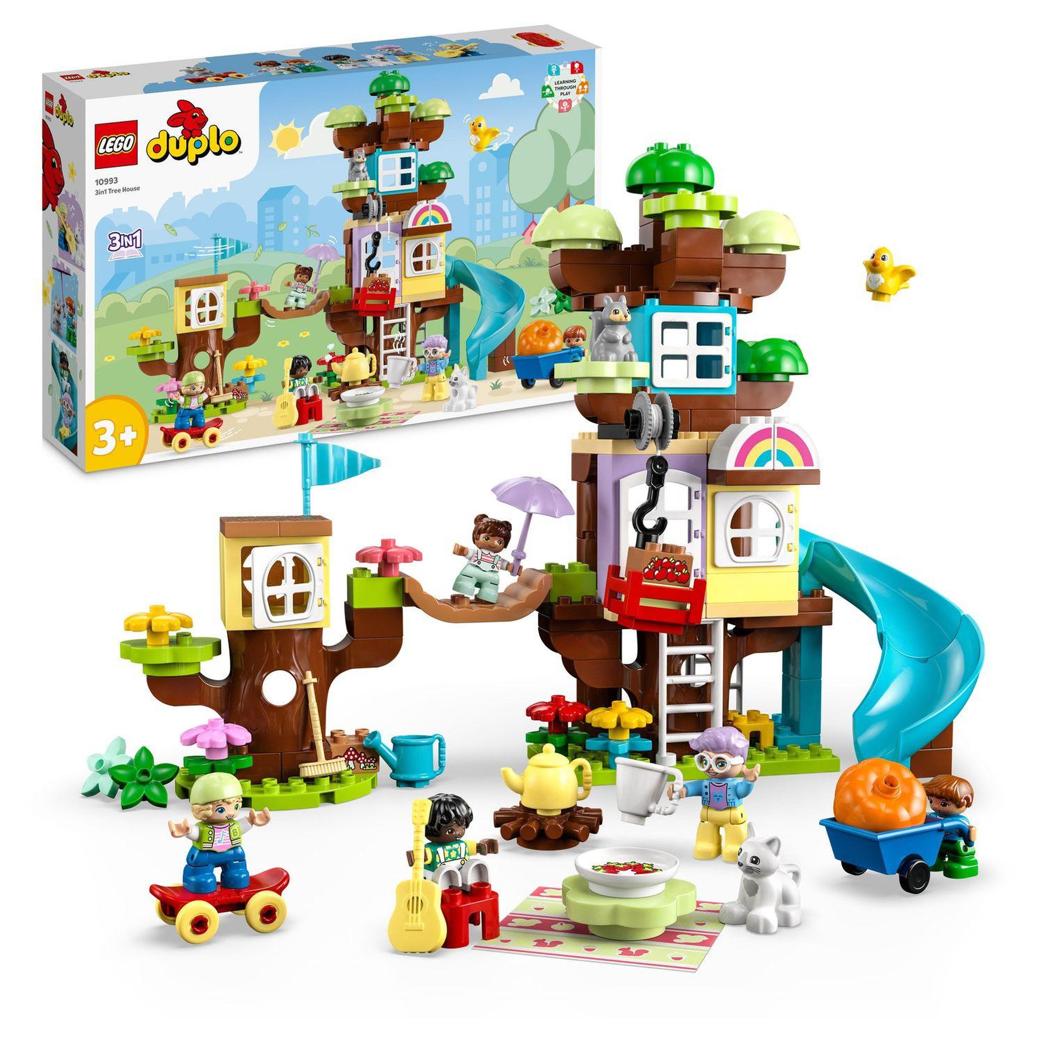 Voir la diapositive 2 : LEGO DUPLO 10993 -  La cabane dans l&rsquo;arbre 3-en-1, Jouet Éducatif pour Enfants Dès 3 Ans, Filles et Garçons, avec 4 Figurines Animaux, des Briques et Toboggan