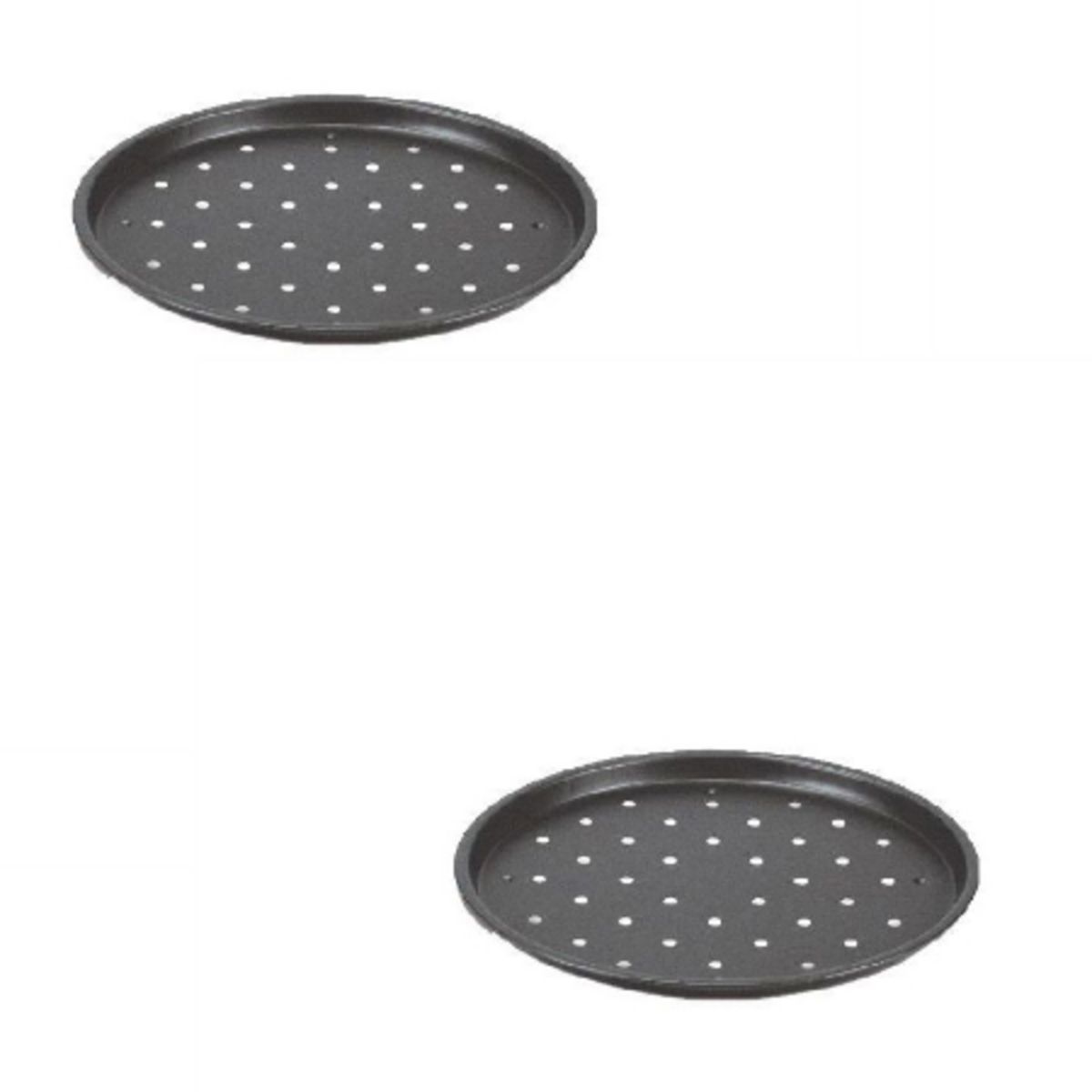 AUCHAN Lot de 2 plaques à pizza perforée 32 cm