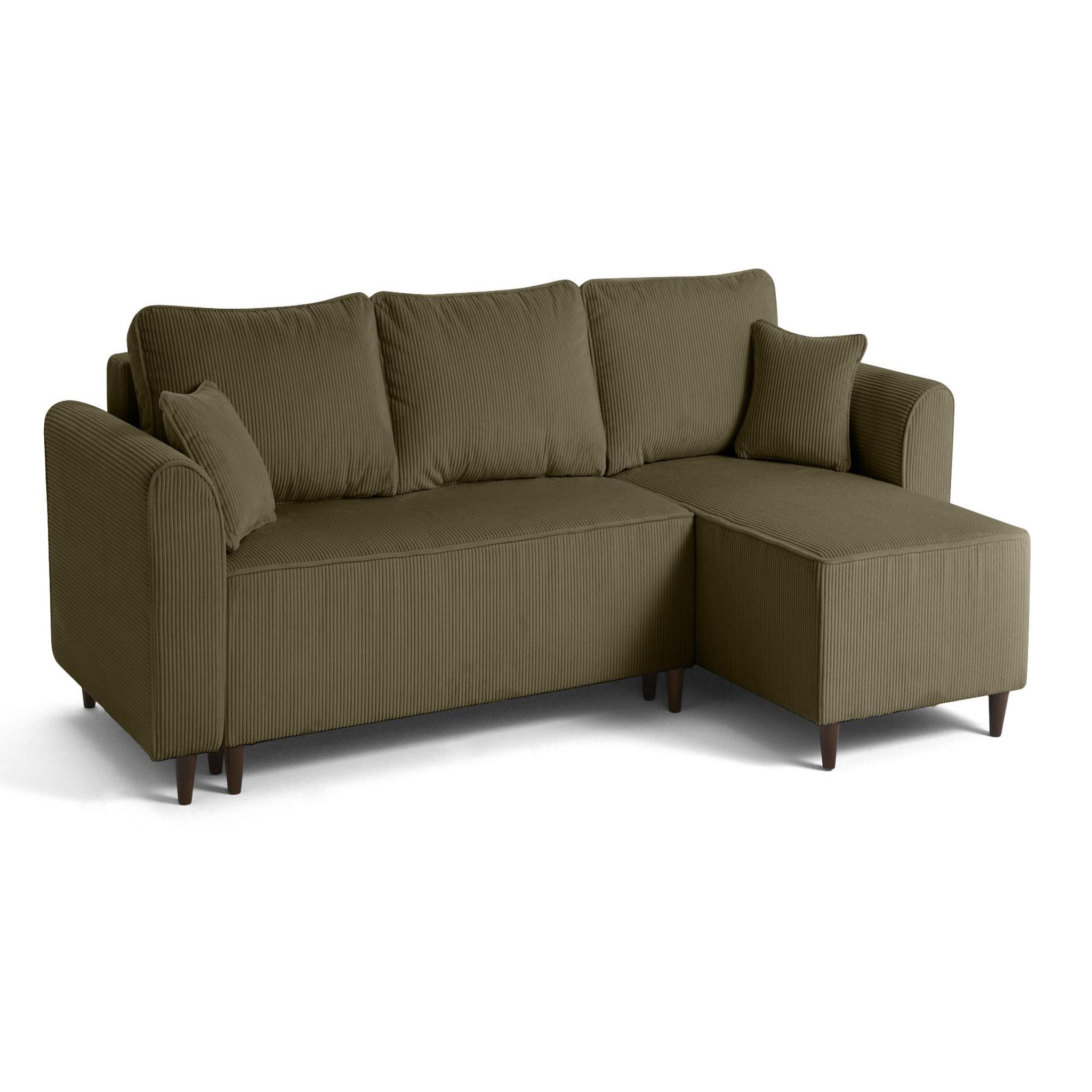 Voir la diapositive 2 : BEST MOBILIER Saphir - canapé d'angle réversible 4 places - convertible avec coffre - en velours côtelé