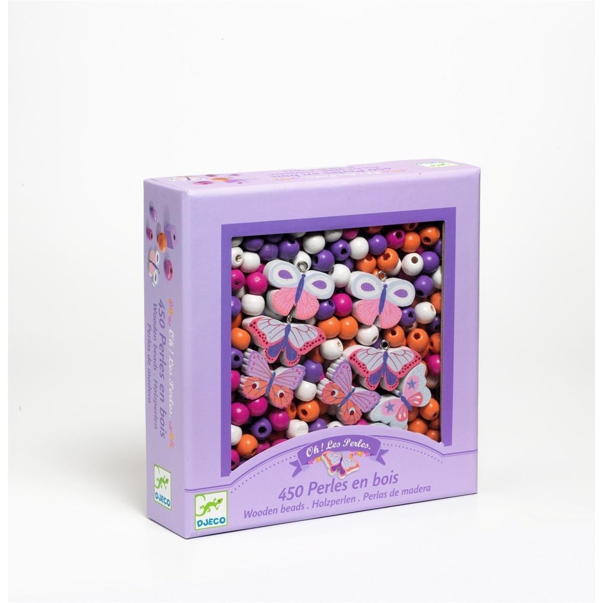 Voir la diapositive 3 : Djeco Perles en bois Foison de perles Papillons