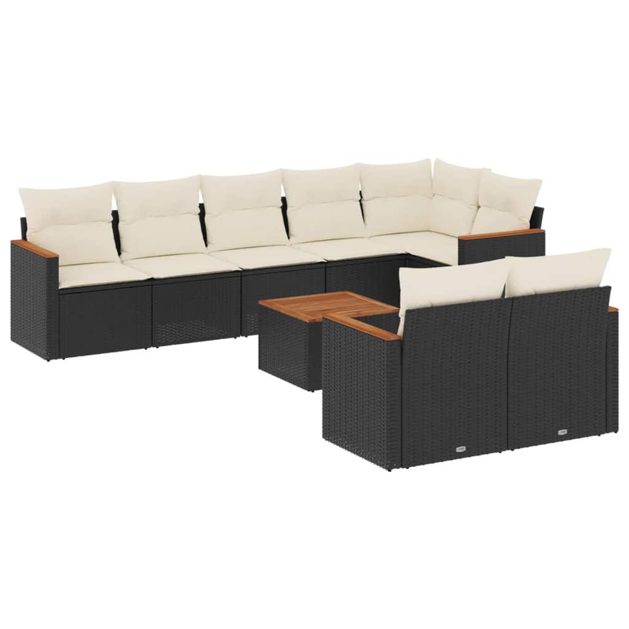 Voir la diapositive 2 : VIDAXL Salon de jardin 9 pcs avec coussins noir resine tressee