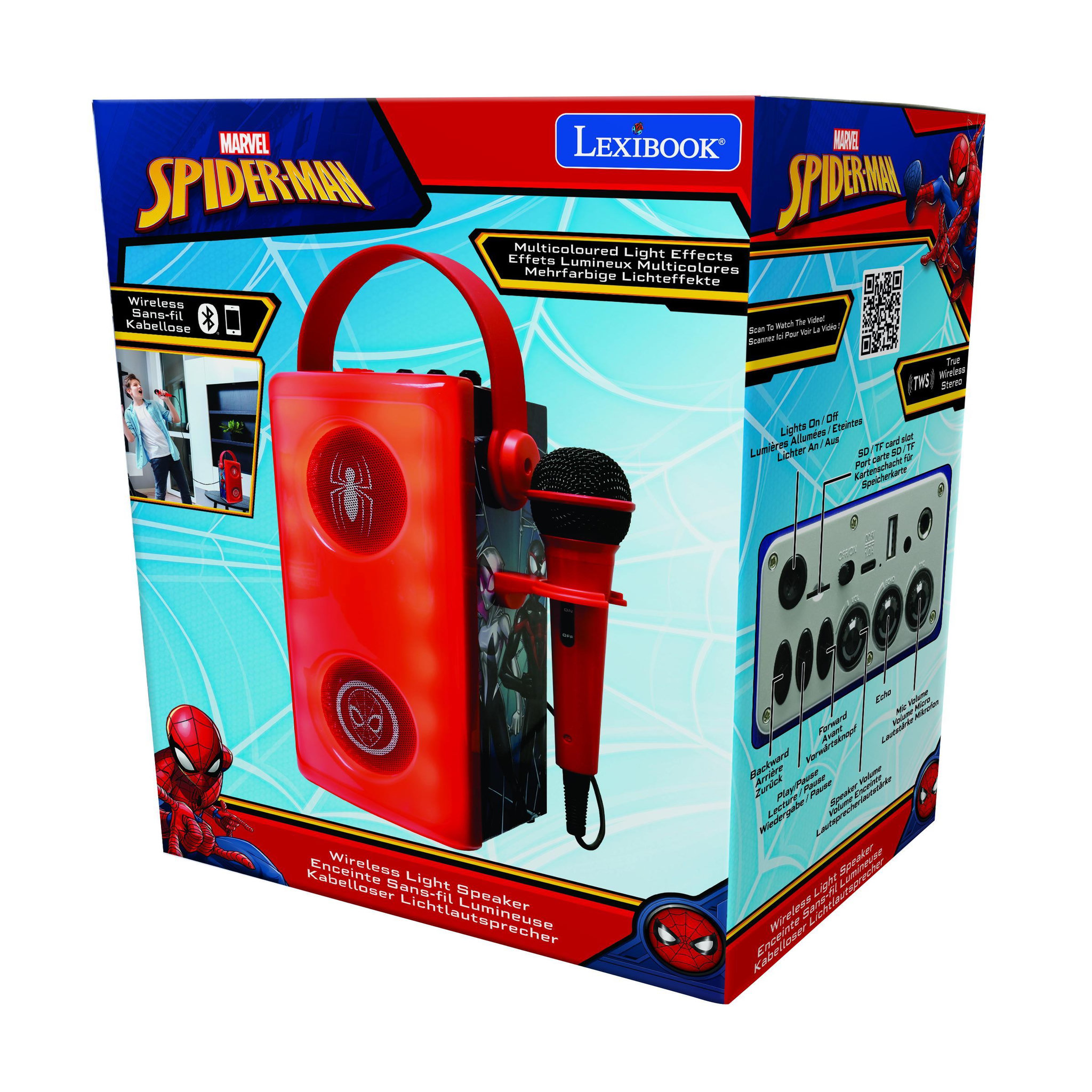 Voir la diapositive 4 : Lexibook Enceinte Bluetooth lumineuse  avec micro Spiderman