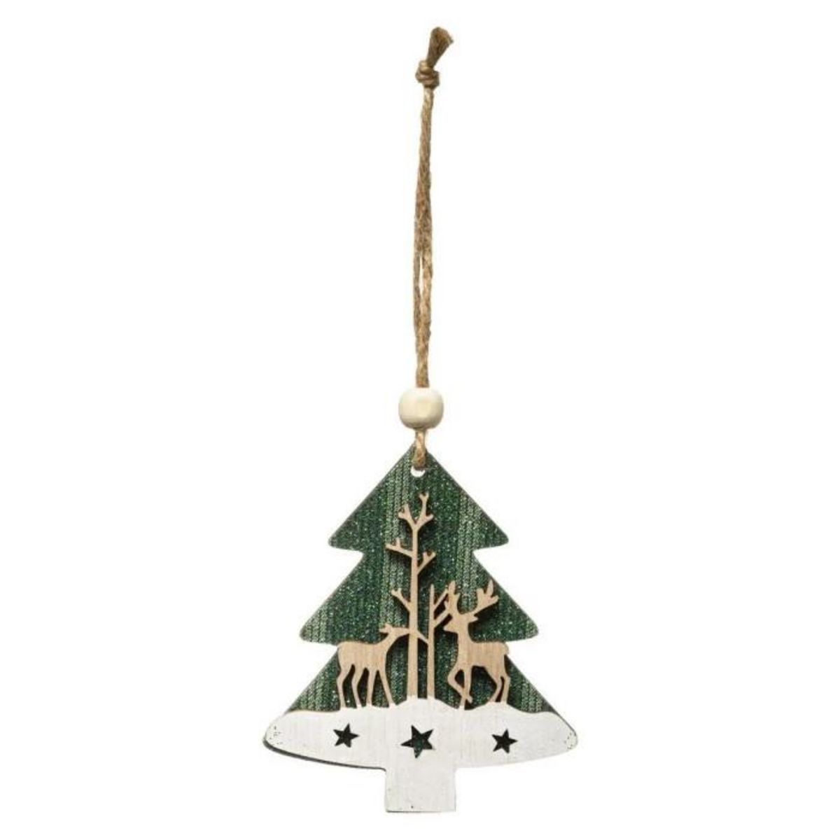 ATMOSPHERA Sujet de Noël  Sapin  18cm Vert & Blanc