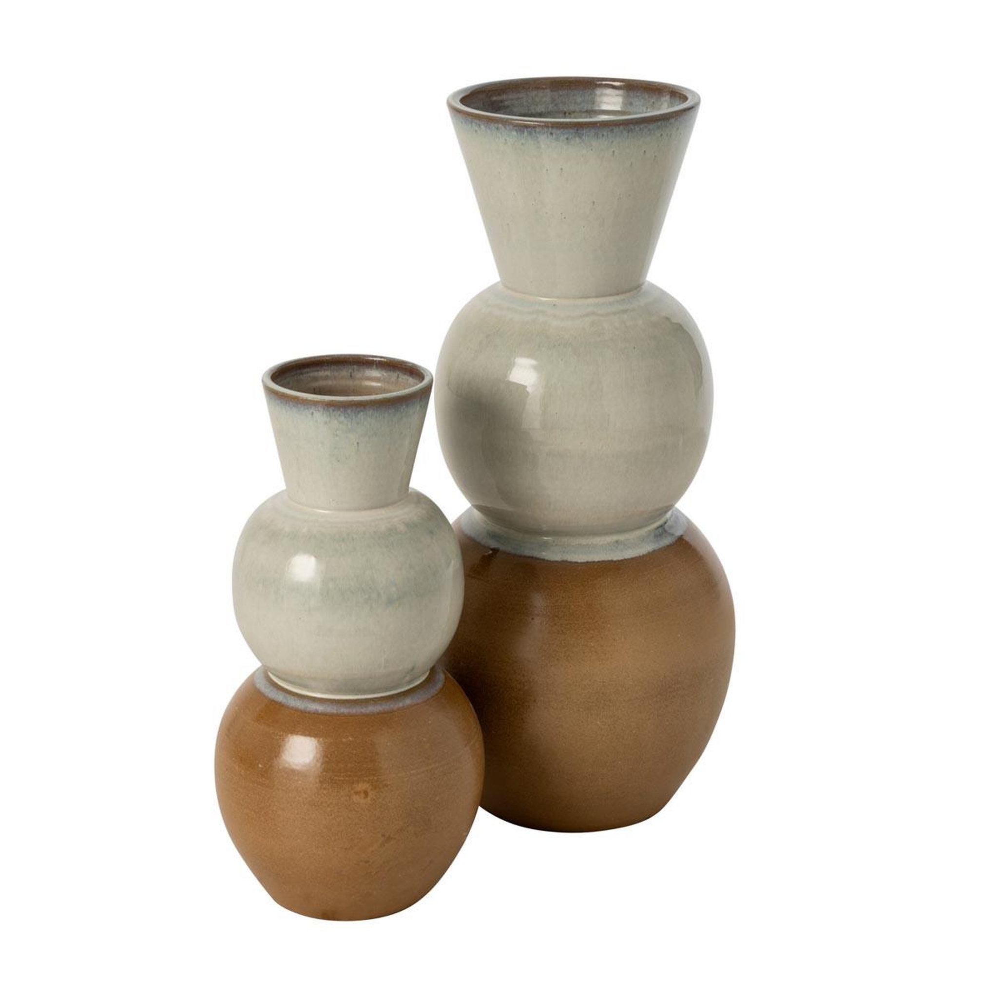 Voir la diapositive 2 : J-LINE Vase en céramique  havane  50cm caramel & bleu clair