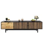 MERAX Meuble tv noir+naturel 180 cm mdf