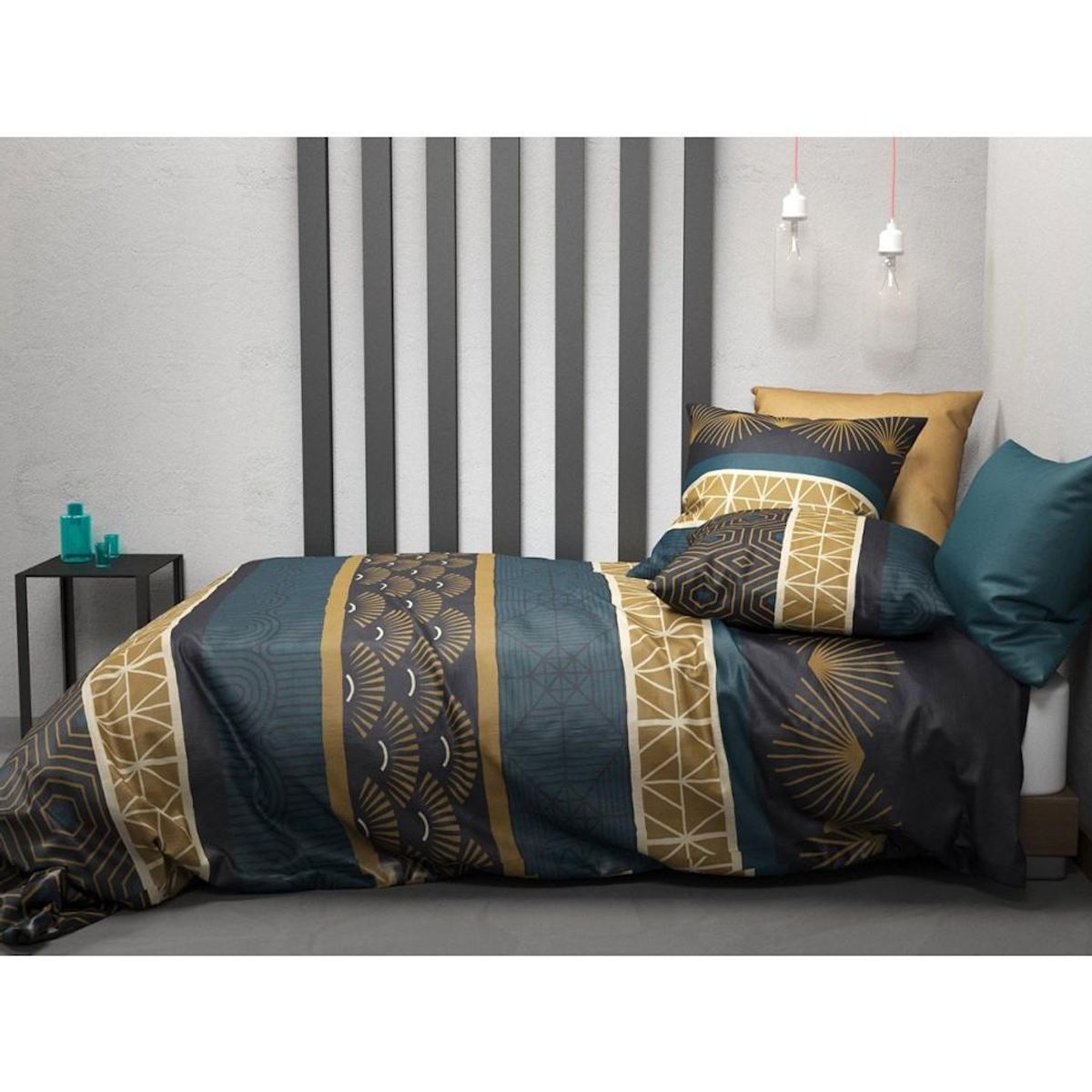 ATELIER DU COTON Housse de couette 260x240 Qobe + 2 taies coton 57 fils