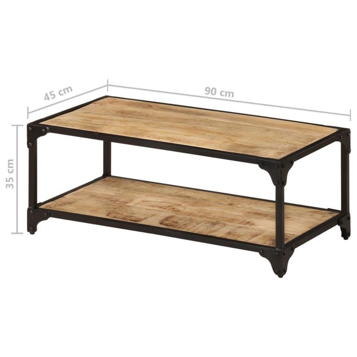 VIDAXL Table basse 90x45x35 cm Bois de manguier massif brut