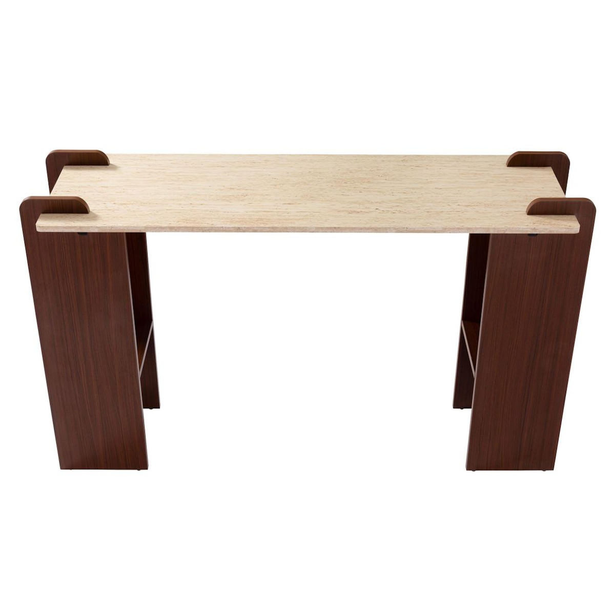 Paris Prix Console Effet Travertin  Misty  120cm Beige & Marron