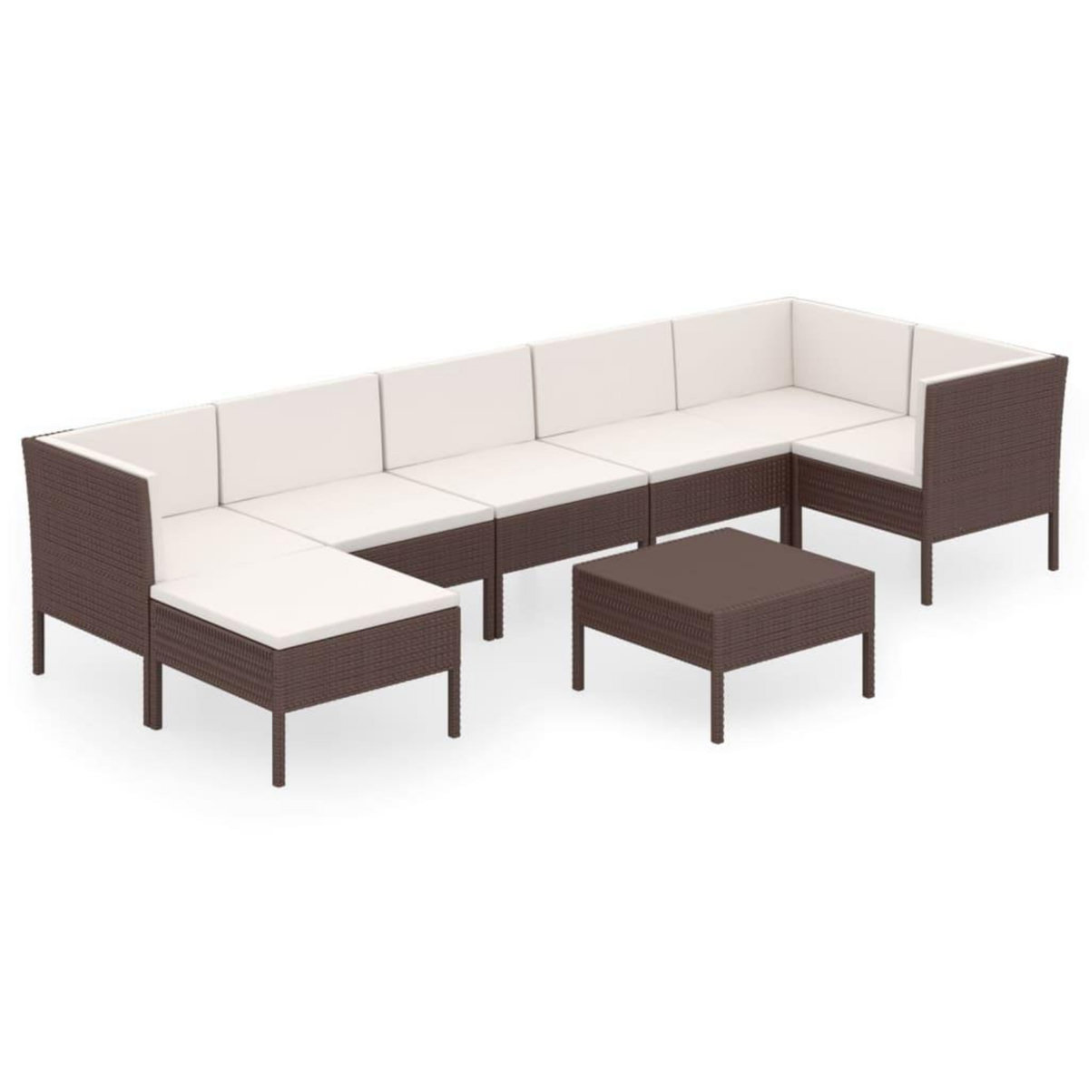 VIDAXL Salon de jardin 8 pcs avec coussins resine tressee marron