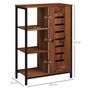 Voir la diapositive 3 : KLEANKIN Meuble de salle de bain sur pied, meuble de rangement, design industriel, structure en acier, 3 étagères ouvertes, placard à 2 niveaux, porte à lamelles, 60 x 30 x 85 cm, marron rustique