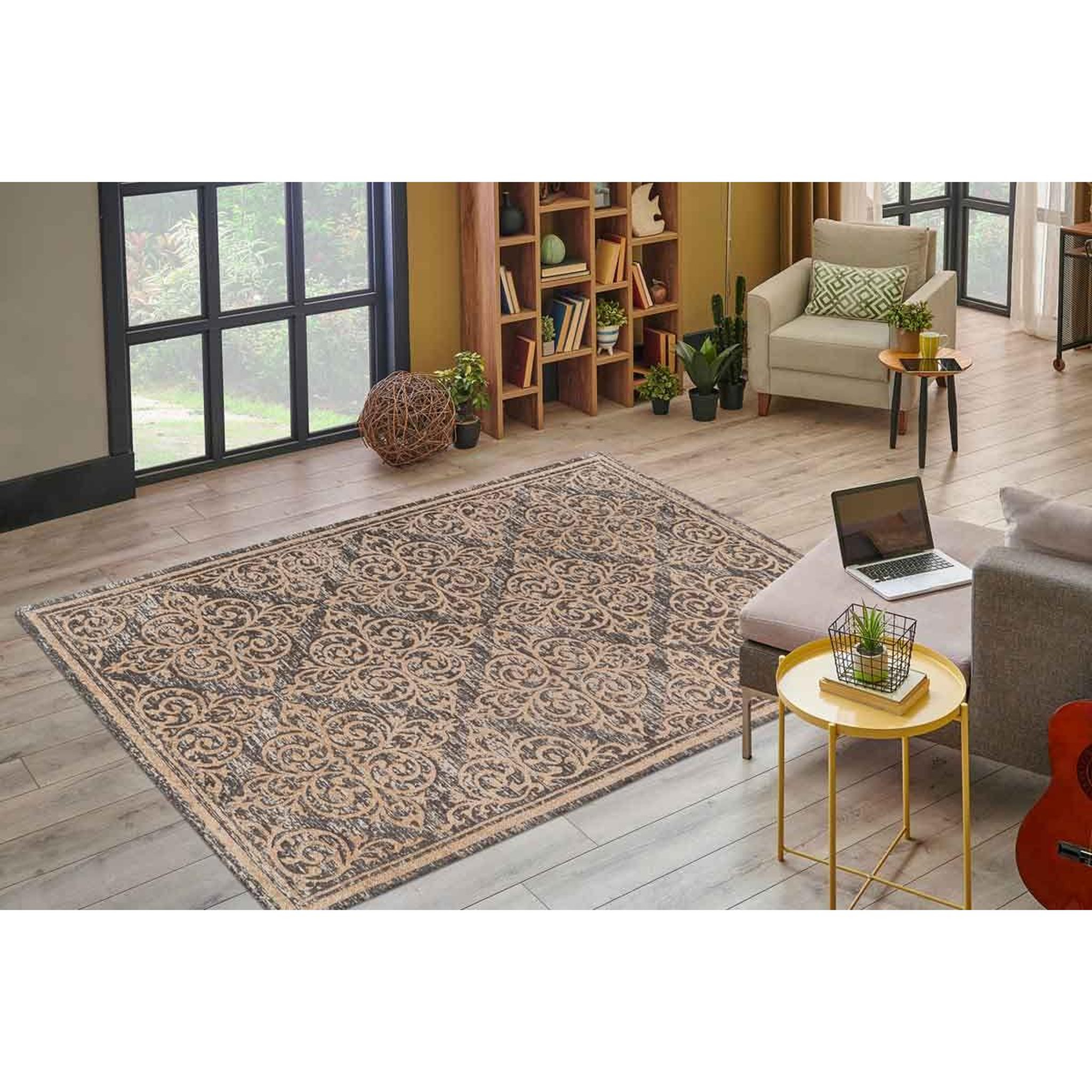 Voir la diapositive 5 : Paris Prix Tapis tissé oriental à poils courts  davio  beige