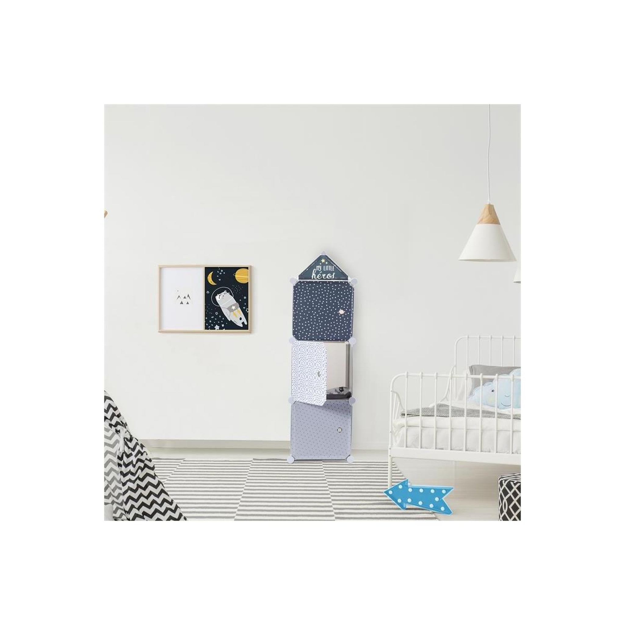 Voir la diapositive 3 : HOME DECO KIDS Lot de 3 cubes modulables  rangement  110cm gris