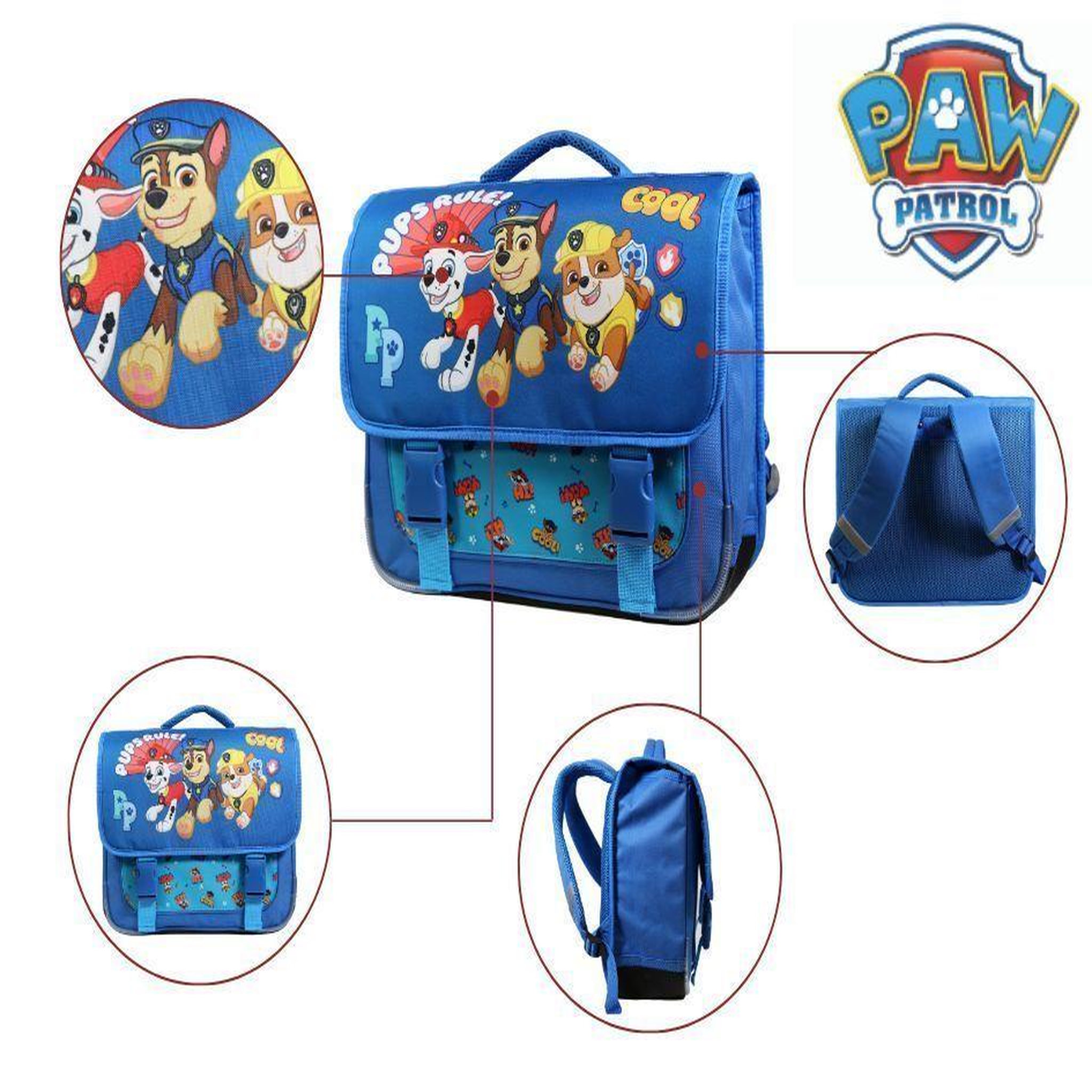 Voir la diapositive 3 : Bagtrotter BAGTROTTER Cartable 38 cm Pat'Patrouille Bleu