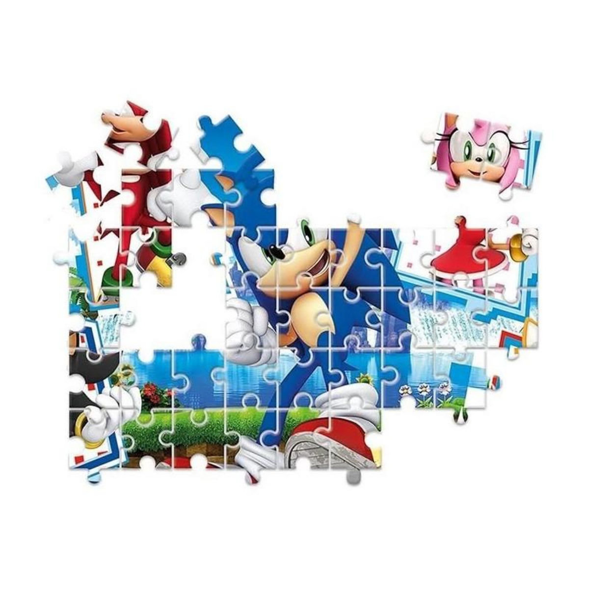 CLEMENTONI Clementoni - Edukit - Sonic - Coffret apprentissage 4 en 1 - 2 puzzles, 1 mémo, 1 jeu de 6 cubes - Fabriqué en Italie -Dés 4a