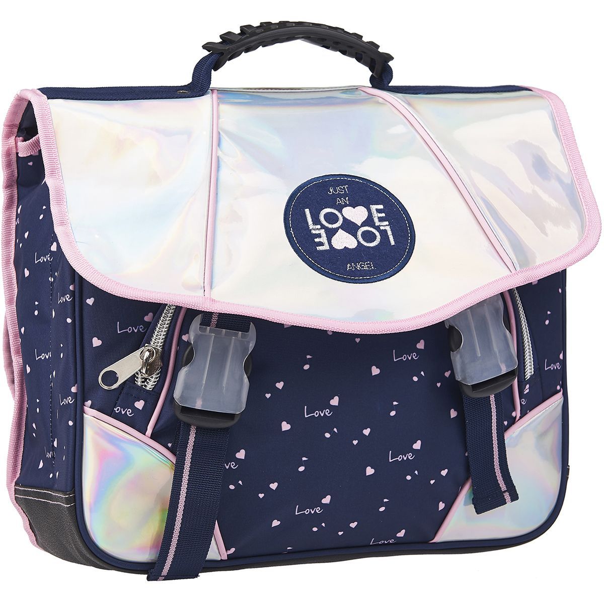 Love Love Cartable 38 cm CP/CE1/CE2 bleu et argent 