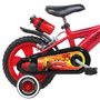 Voir la diapositive 2 : Disney Cars Vélo enfant - Modèle 12'' Cars pour enfant de 85/100 cm avec stabilisateurs - Plaque décorative avant - Porte bidon - 2 freins et roues à bâtons