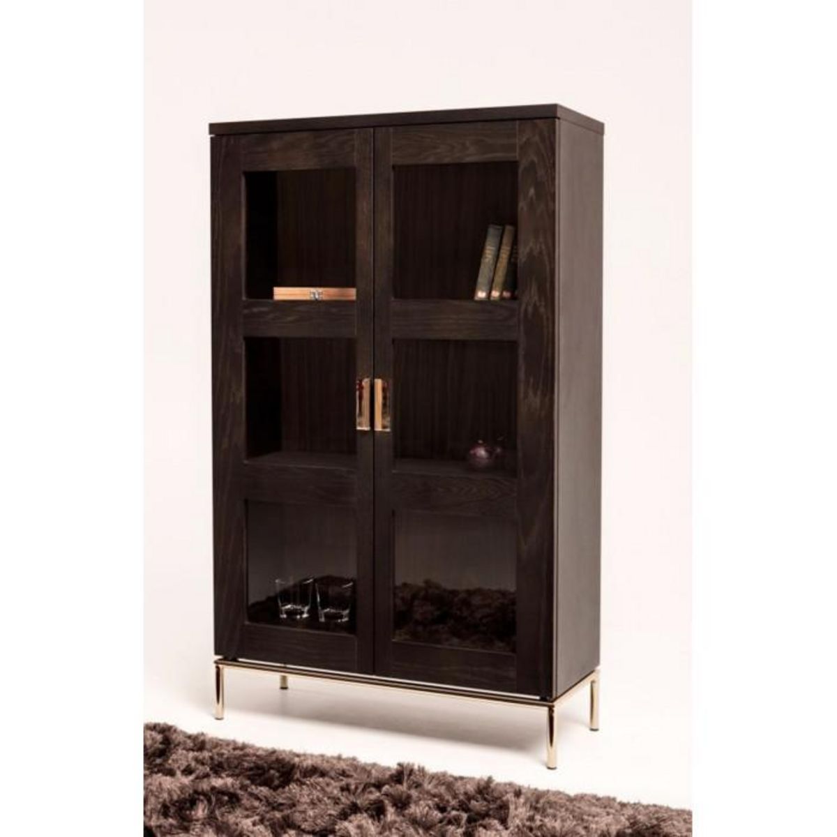 Paris Prix Vitrine Design 2 Portes  Pimlico  148cm Charbon