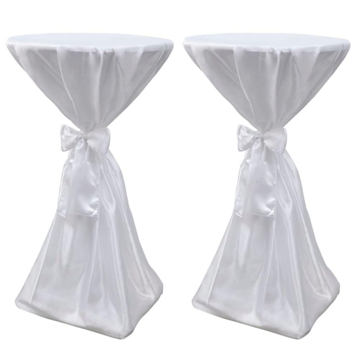 VIDAXL Housse de table blanche avec ruban 70 cm 2 pieces