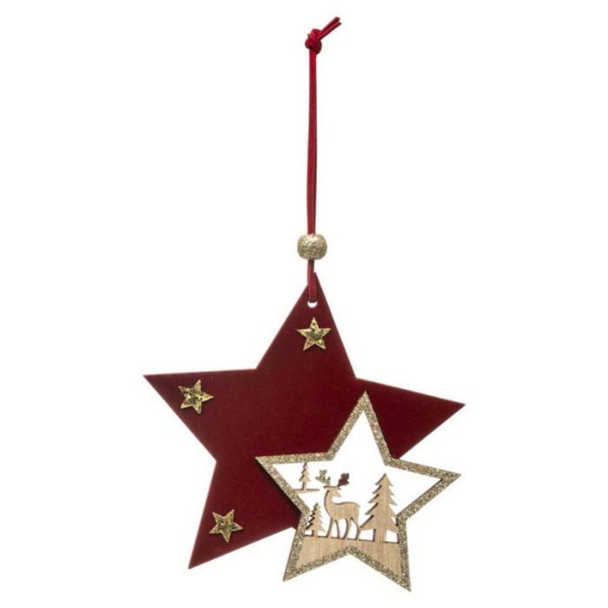 FEERIC LIGHT & CHRISTMAS Sujet de Noël Étoiles  Héritage  20cm Rouge & Or