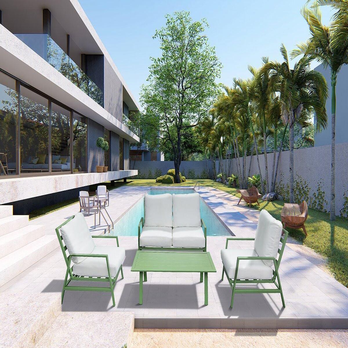 Habitat et Jardin Salon de jardin en métal  Queens  - 4 places - Vert