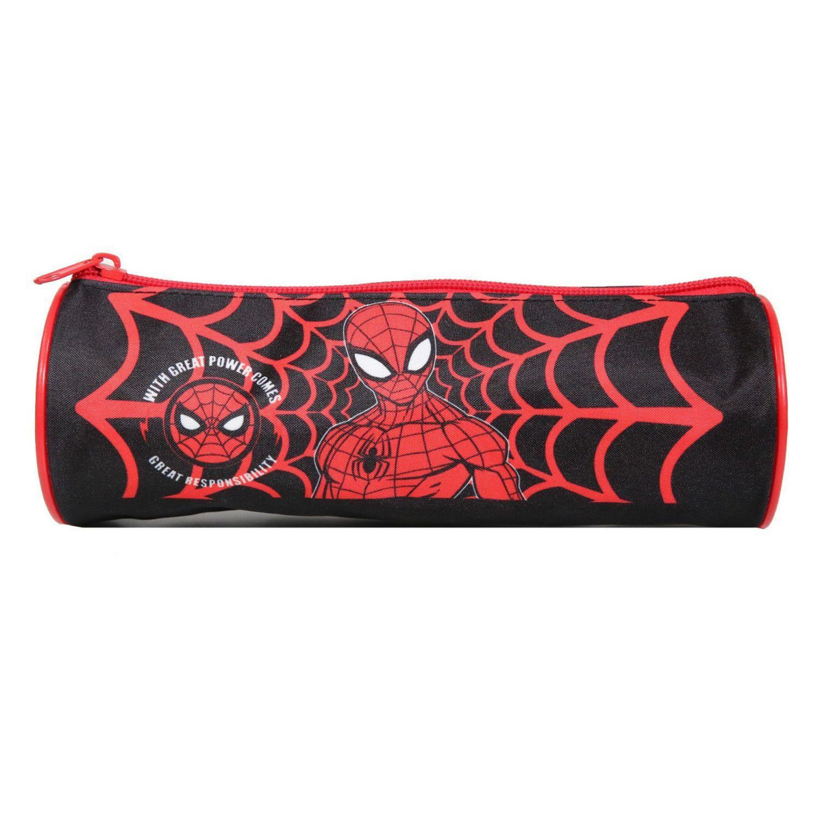 Bagtrotter BAGTROTTER Trousse scolaire ronde Marvel Spiderman Noire Toile d'araignée