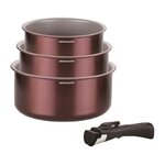 Arthur Martin Set de 3 casseroles - ARTHUR MARTIN - AM1088 - Tout feux dont induction - 16/18/20 cm + 1 poignée amovible - Aluminium