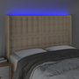 Voir la diapositive 4 : VIDAXL Tete de lit a LED Creme 147x16x118/128 cm Tissu