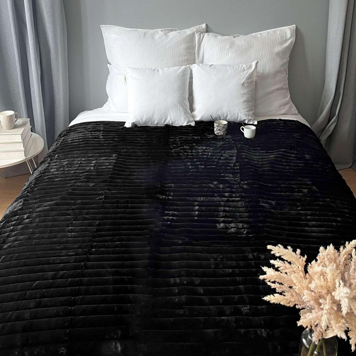 TOILINUX Couverture douce et côtelée Sela