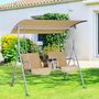 Voir la diapositive 2 : OUTSUNNY Balancelle design de jardin 2 places inclinaison toit réglable tablette rétractable rangement acier gris clair beige