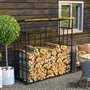 OUTSUNNY Abri-bûches pour bois de chauffage stockage extérieur du bois en métal et polycarbonate 185 x 67 x 185 cm noir