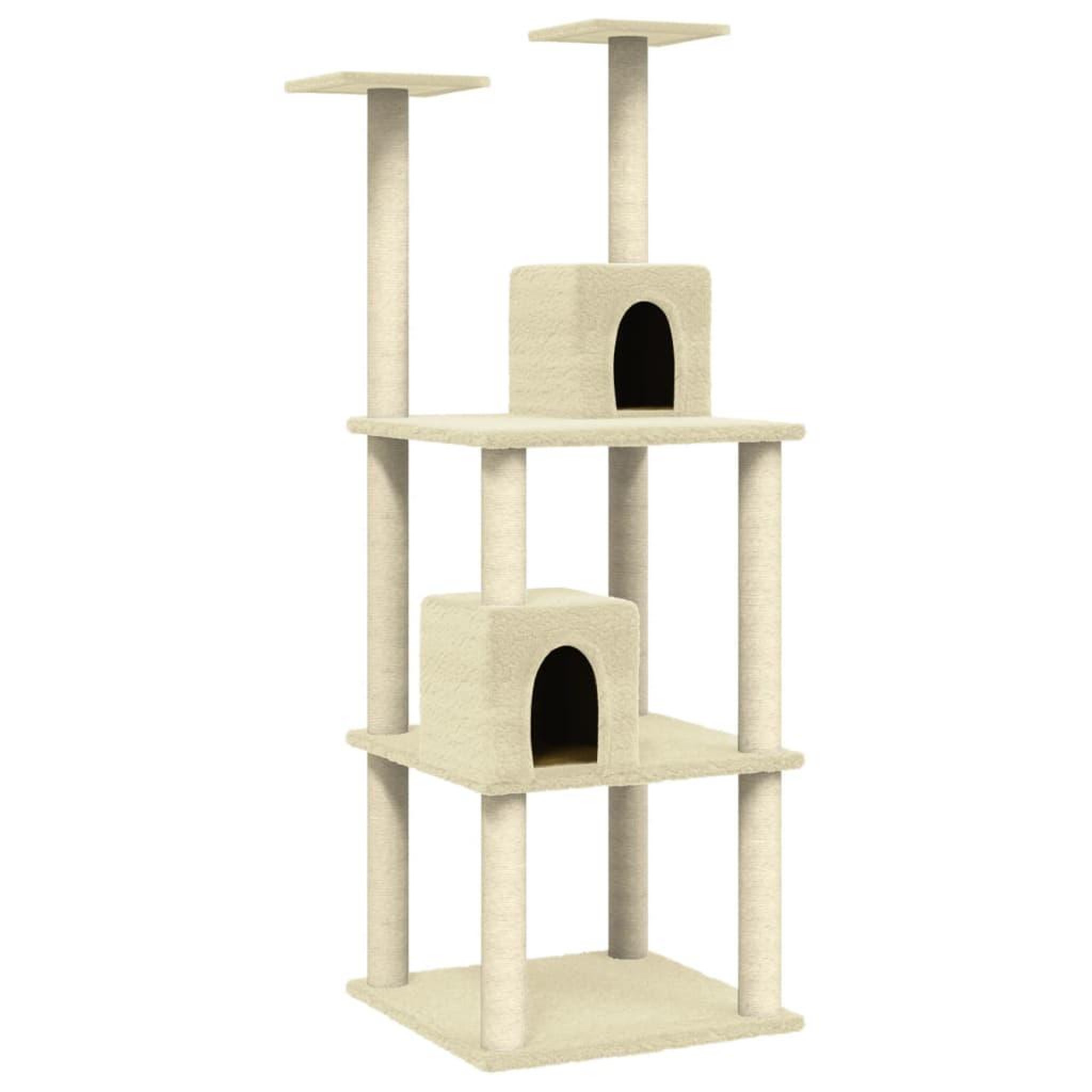 Voir la diapositive 2 : VIDAXL Arbre a chat avec griffoirs en sisal Creme 141 cm