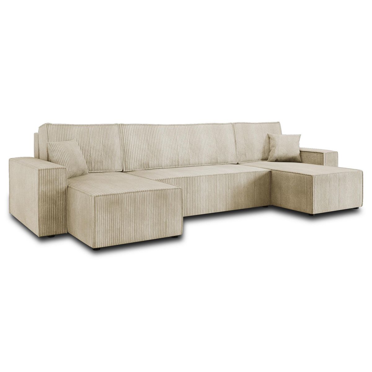 BEST MOBILIER Cezanne - canapé panoramique en u - 7 places - convertible avec coffre - en velours côtelé