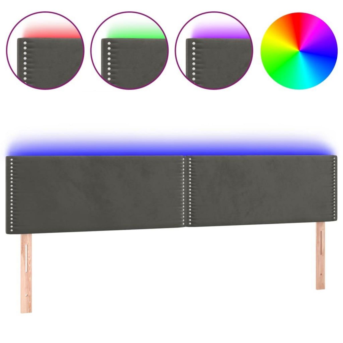 VIDAXL Tete de lit a LED Gris fonce 200x5x78/88 cm Velours