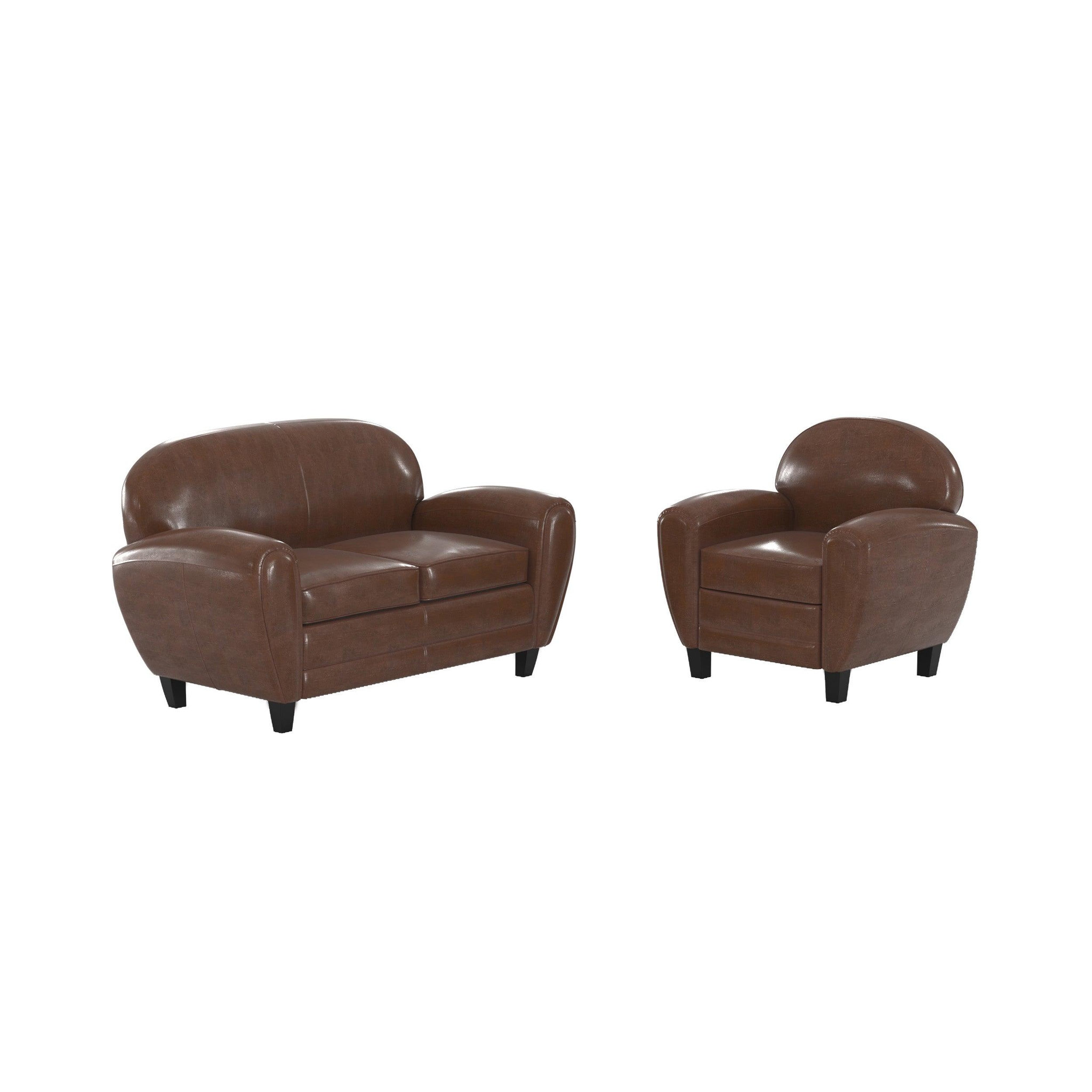MAISON PAVANE Ensemble canapé et fauteuil marron foncé 3 places-club
