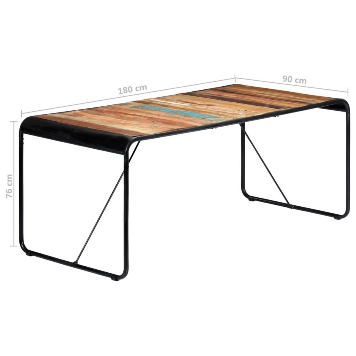 VIDAXL Table a manger 180x90x76 cm Bois de recuperation massif