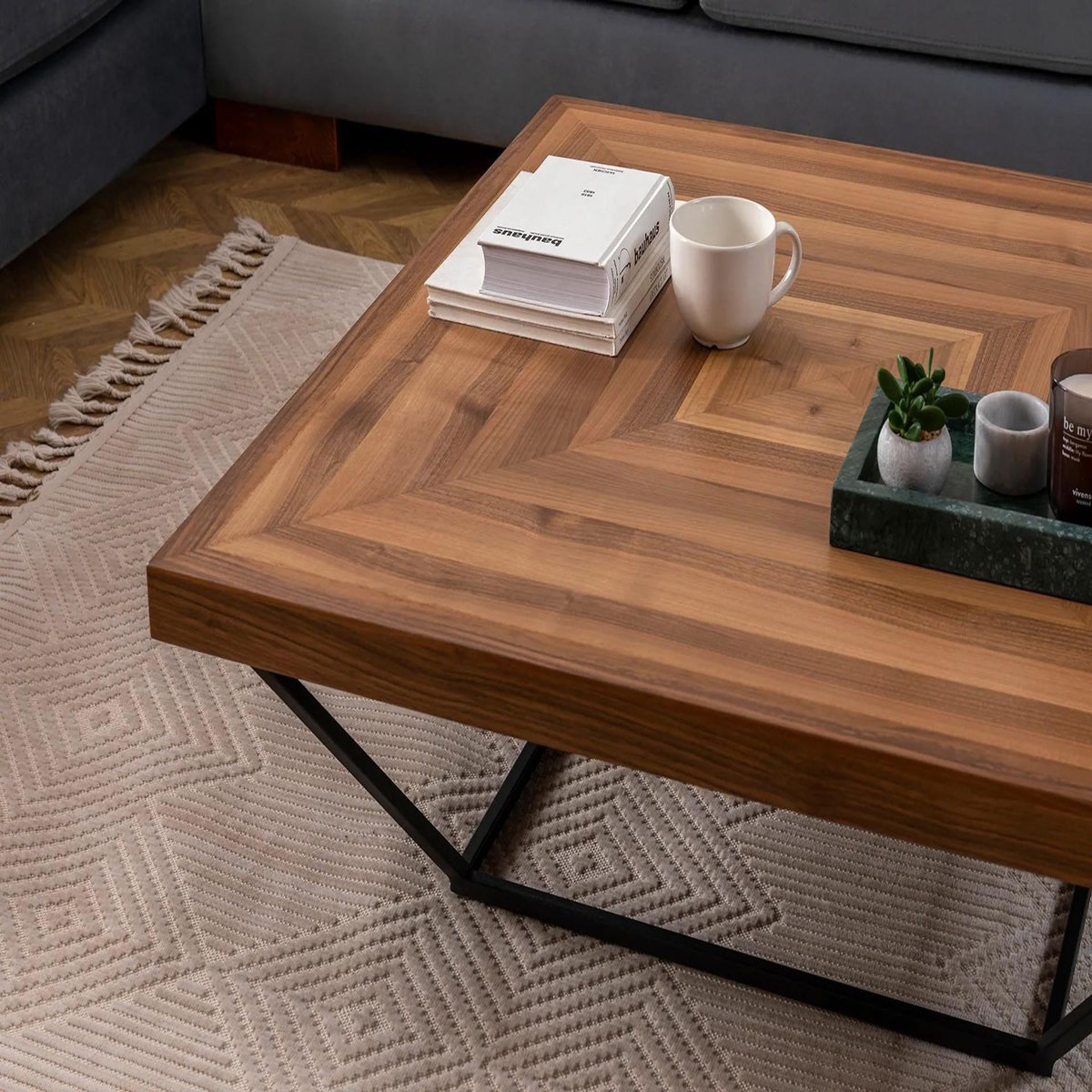 Habitat et Jardin Table Basse en bois  Cora  - 100 x 100 x 32 cm - Noyer